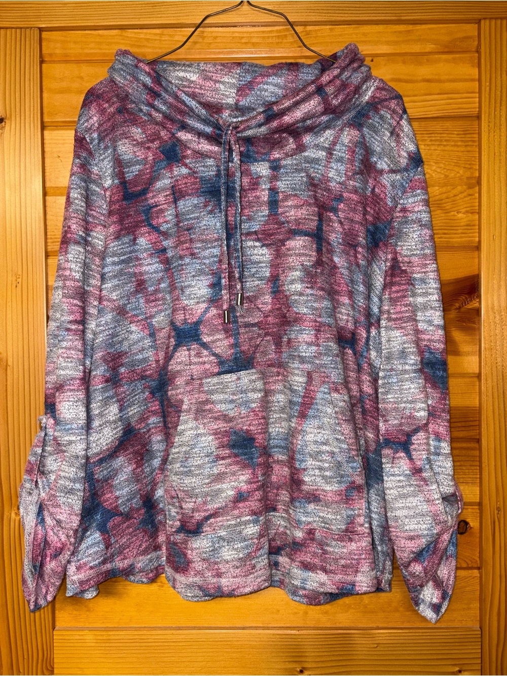 Ruby Rd. Multicolor Cowl Neck Pullover - Pink, Blue & Gray